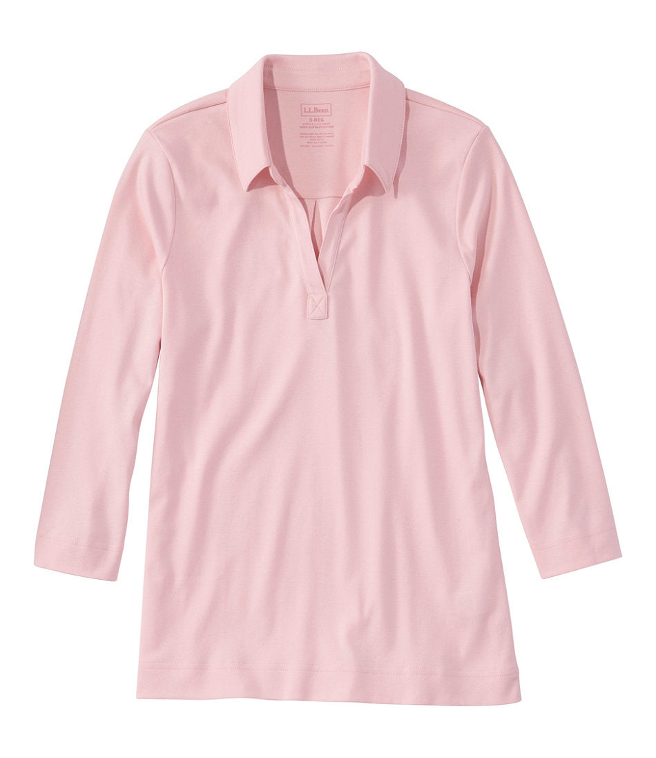 Women's Pima Cotton Tee, Three-Quarter-Sleeve Polo | L.L.Bean discount