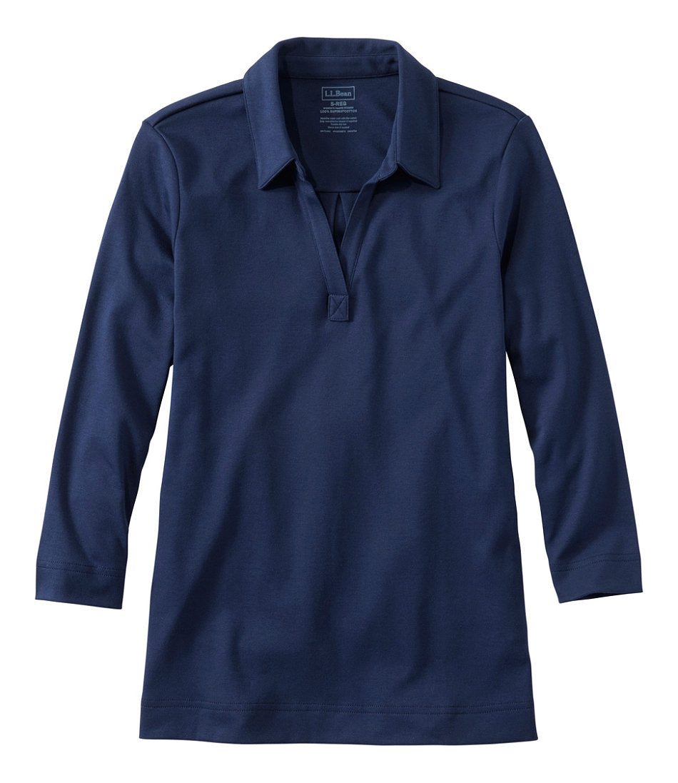 Women's Pima Cotton Tee, Three-Quarter-Sleeve Polo | L.L.Bean discount