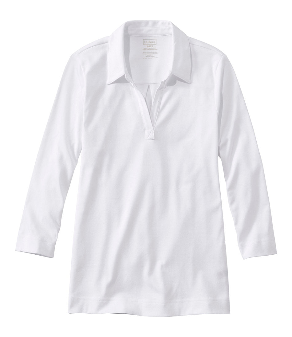 Women's Pima Cotton Tee, Three-Quarter-Sleeve Polo | L.L.Bean discount