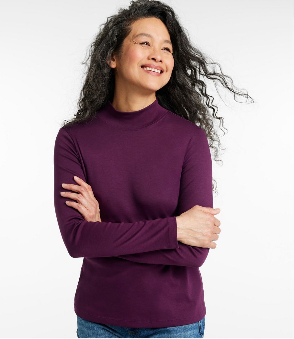 Women's Pima Cotton Tee, Long-Sleeve Mockneck | L.L.Bean outlet