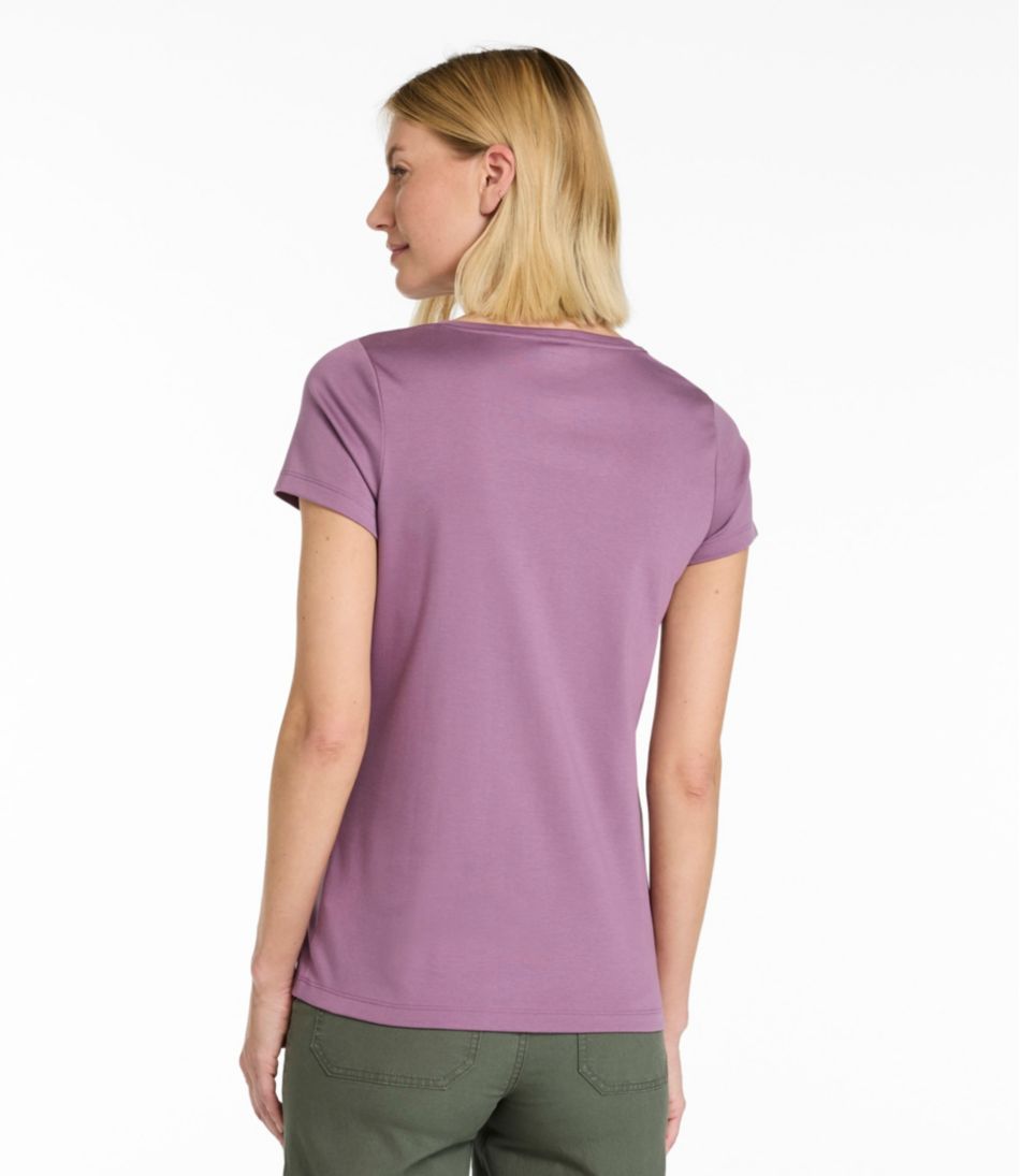 Women's Pima Cotton Shaped V-Neck, Short-Sleeve | L.L.Bean online