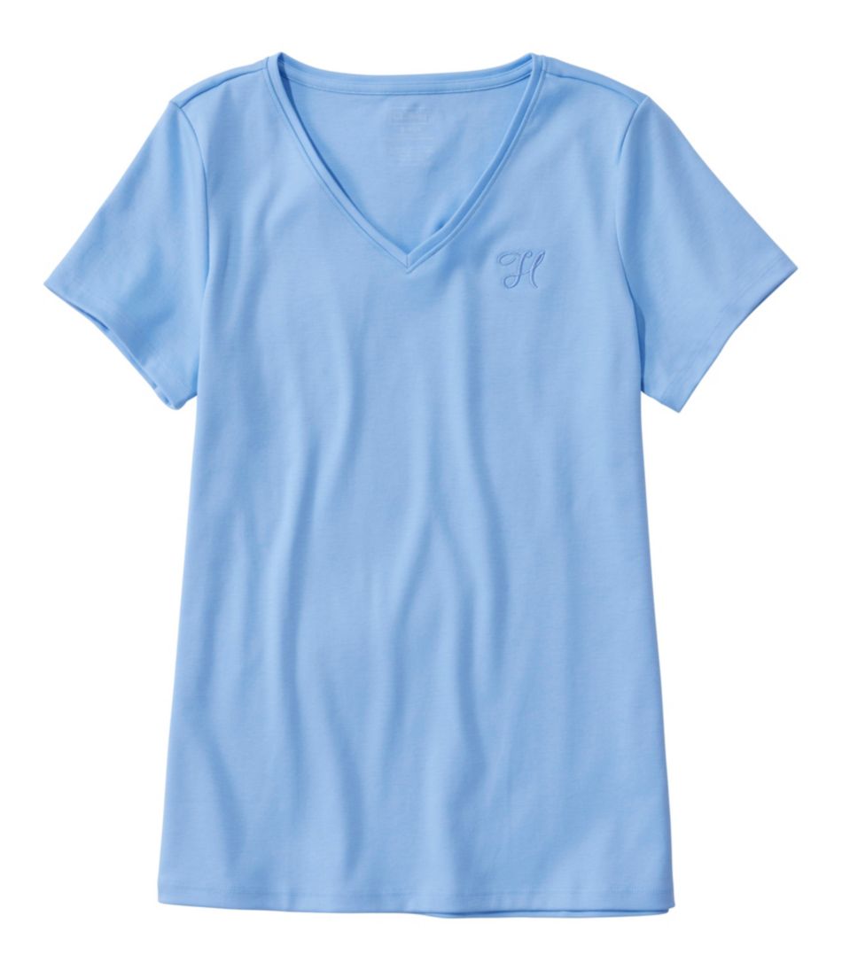 Women's Pima Cotton Shaped V-Neck, Short-Sleeve | L.L.Bean online