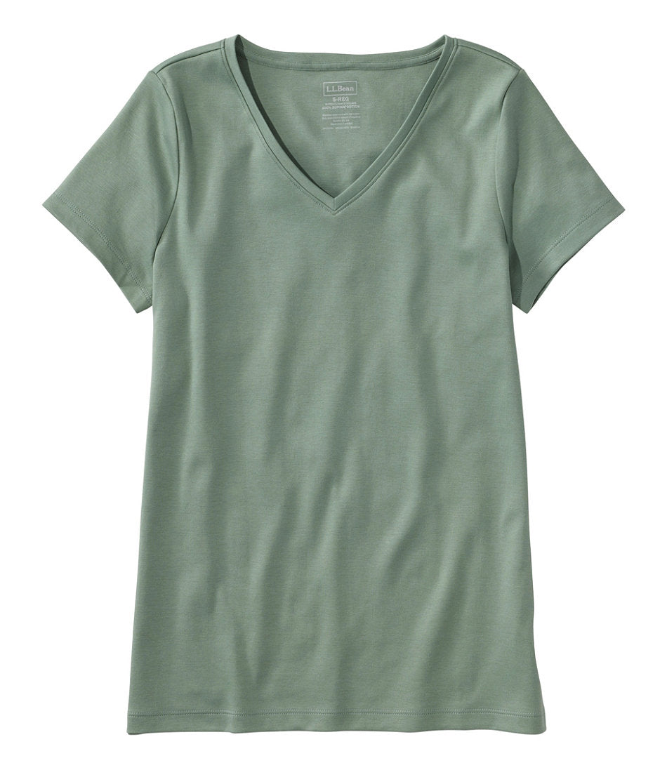 Women's Pima Cotton Shaped V-Neck, Short-Sleeve | L.L.Bean online