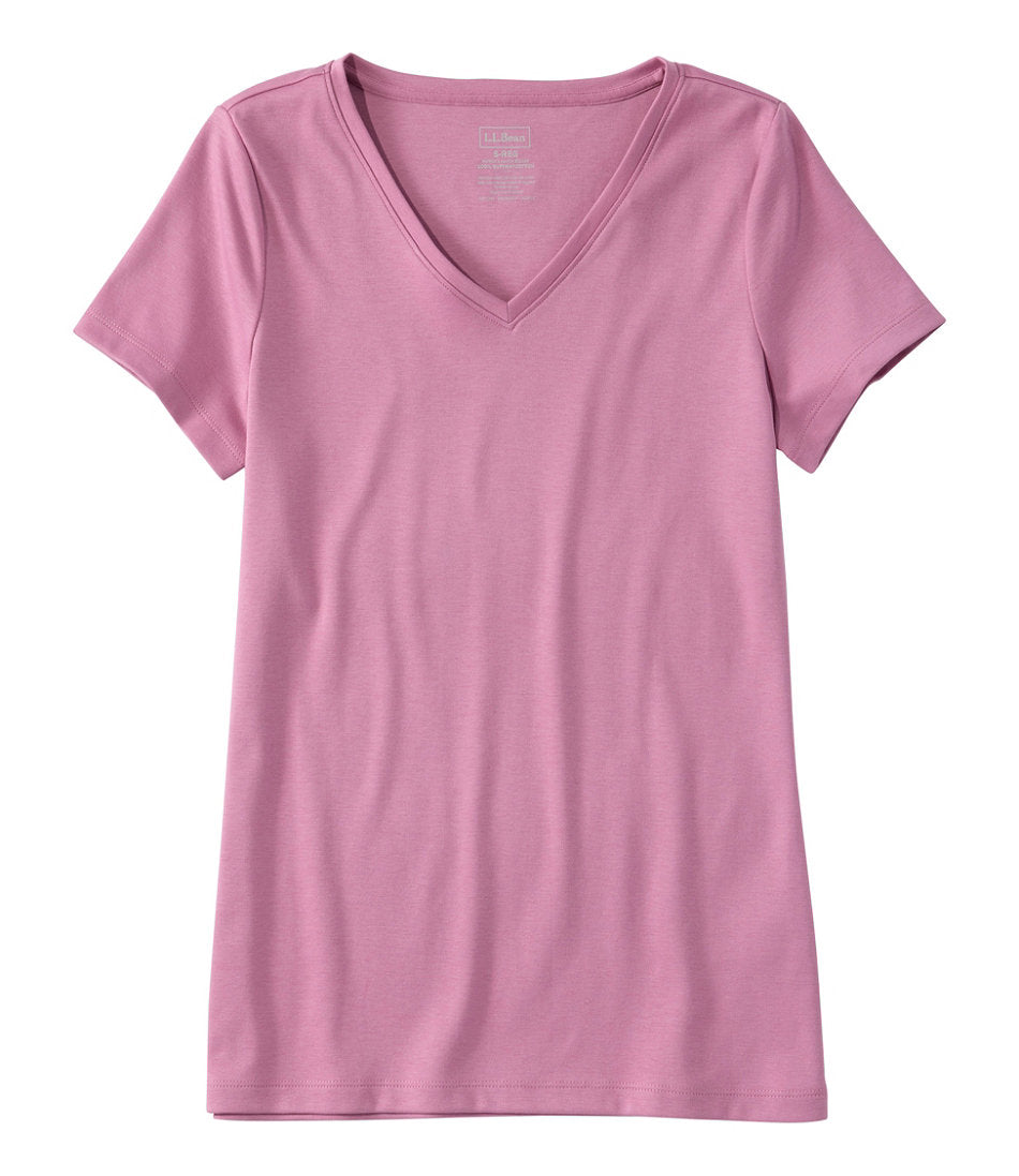 Women's Pima Cotton Shaped V-Neck, Short-Sleeve | L.L.Bean online