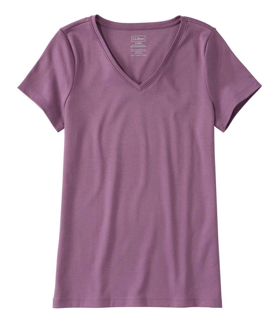 Women's Pima Cotton Shaped V-Neck, Short-Sleeve | L.L.Bean online