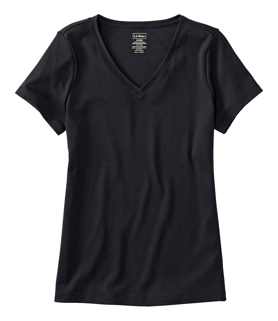 Women's Pima Cotton Shaped V-Neck, Short-Sleeve | L.L.Bean online