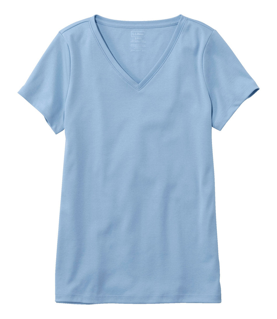 Women's Pima Cotton Shaped V-Neck, Short-Sleeve | L.L.Bean online