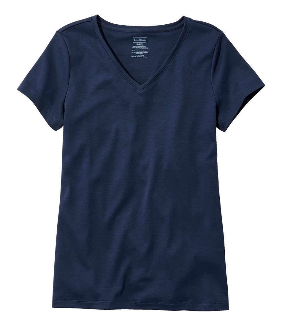 Women's Pima Cotton Shaped V-Neck, Short-Sleeve | L.L.Bean online