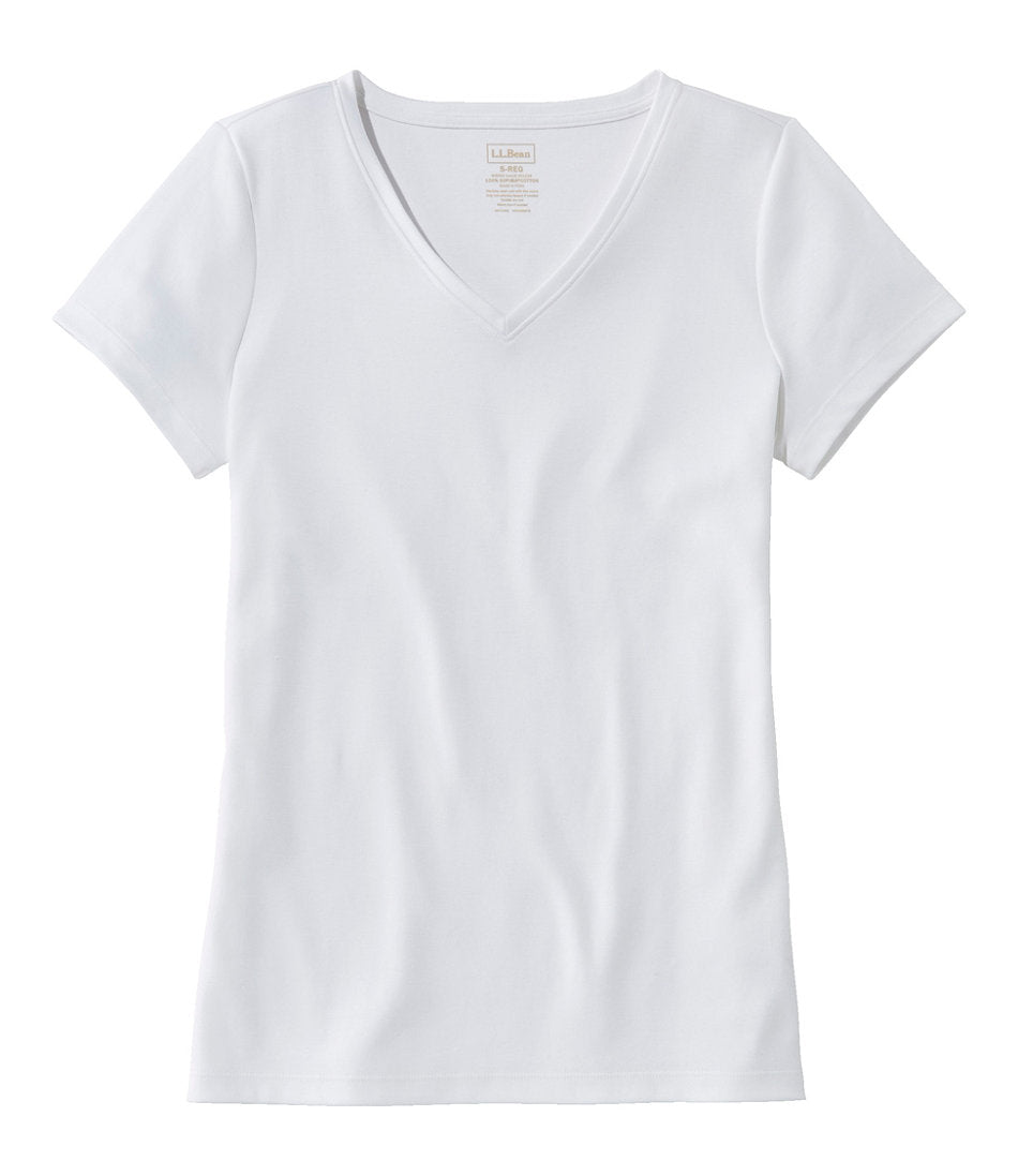 Women's Pima Cotton Shaped V-Neck, Short-Sleeve | L.L.Bean online