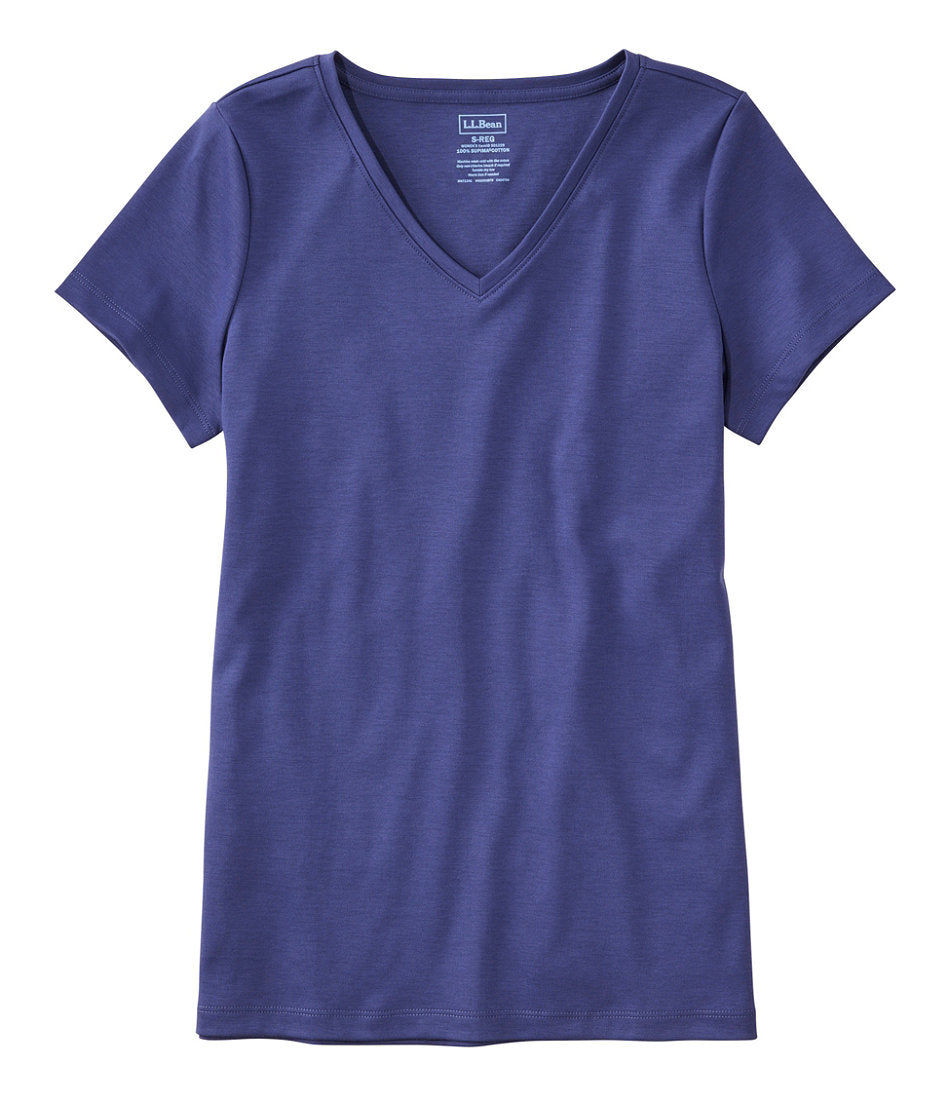 Women's Pima Cotton Shaped V-Neck, Short-Sleeve | L.L.Bean online