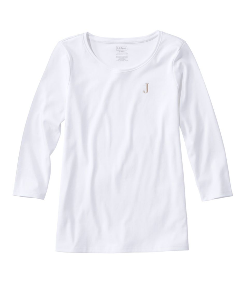 Women's Pima Cotton Shaped Tee, Three-Quarter-Sleeve Jewelneck | L.L.Bean discount