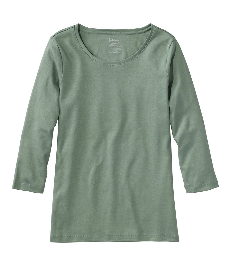 Women's Pima Cotton Shaped Tee, Three-Quarter-Sleeve Jewelneck | L.L.Bean discount