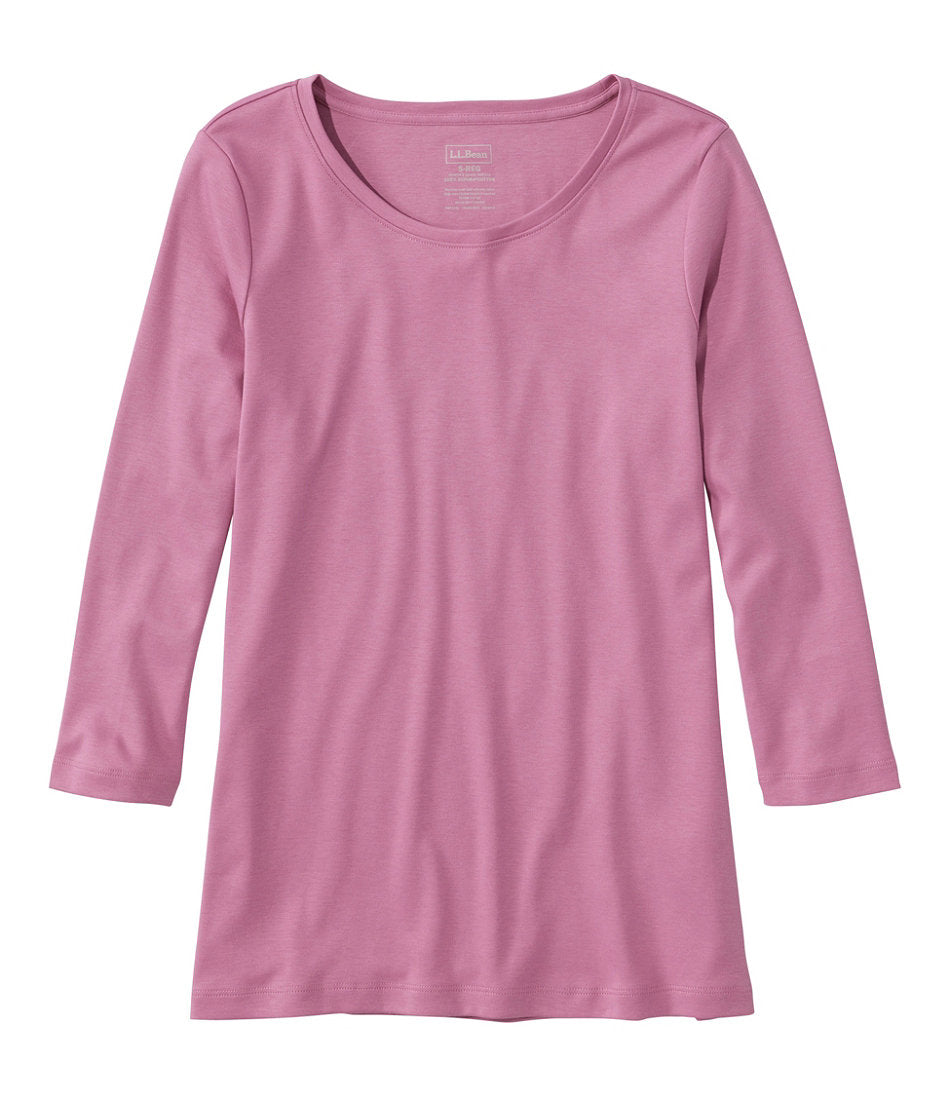 Women's Pima Cotton Shaped Tee, Three-Quarter-Sleeve Jewelneck | L.L.Bean discount