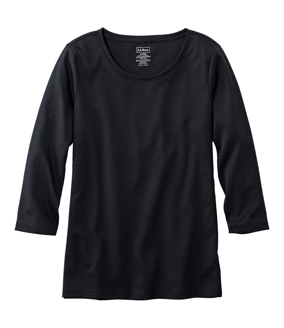 Women's Pima Cotton Shaped Tee, Three-Quarter-Sleeve Jewelneck | L.L.Bean discount