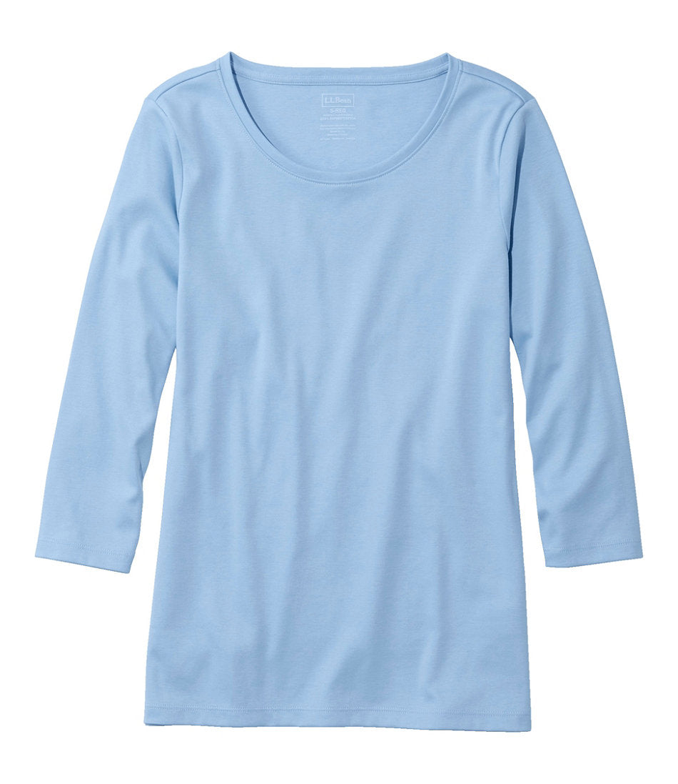 Women's Pima Cotton Shaped Tee, Three-Quarter-Sleeve Jewelneck | L.L.Bean discount