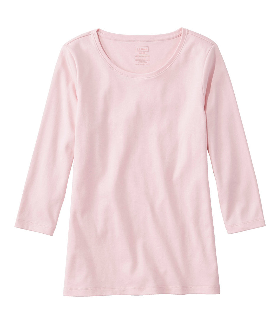 Women's Pima Cotton Shaped Tee, Three-Quarter-Sleeve Jewelneck | L.L.Bean discount