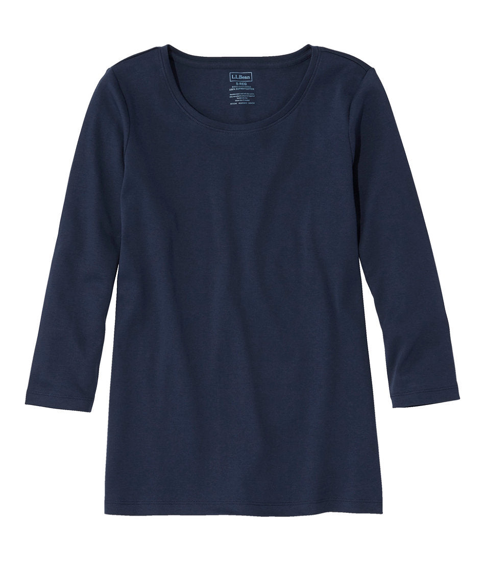 Women's Pima Cotton Shaped Tee, Three-Quarter-Sleeve Jewelneck | L.L.Bean discount