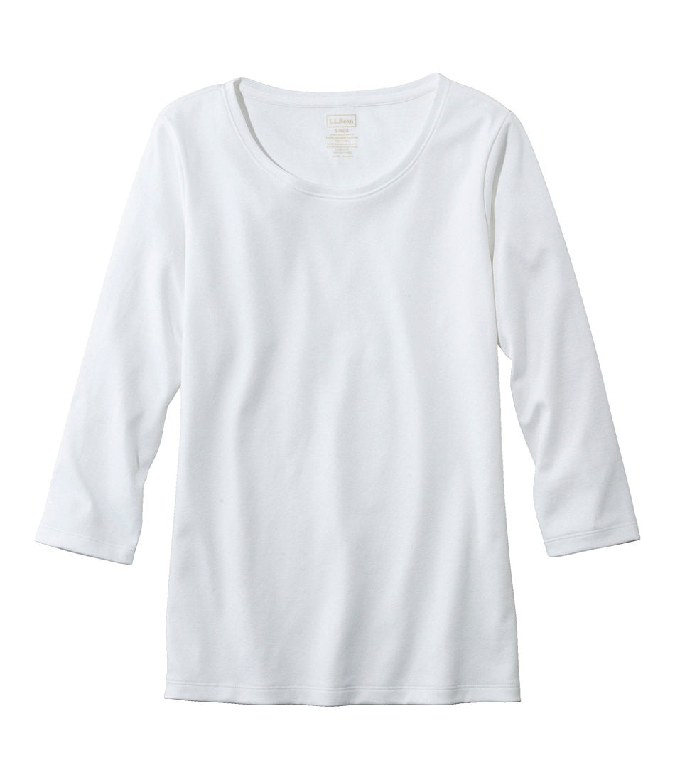Women's Pima Cotton Shaped Tee, Three-Quarter-Sleeve Jewelneck | L.L.Bean discount