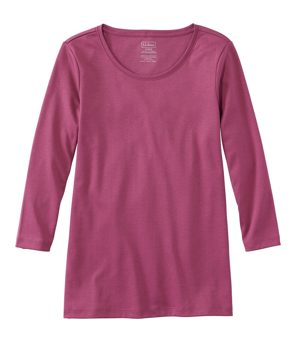 Women's Pima Cotton Shaped Tee, Three-Quarter-Sleeve Jewelneck | L.L.Bean discount