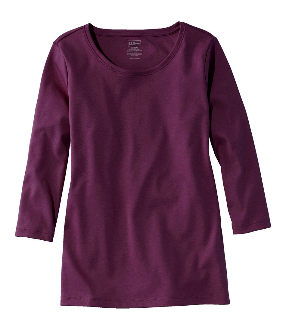 Women's Pima Cotton Shaped Tee, Three-Quarter-Sleeve Jewelneck | L.L.Bean discount