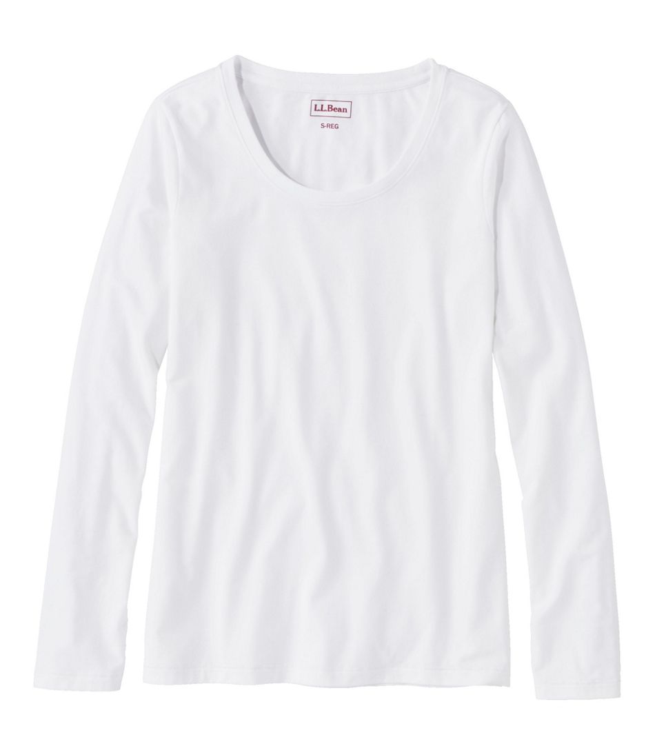 Women's Soft Stretch Supima-Blend Tee, Scoopneck Long-Sleeve | L.L.Bean on sale
