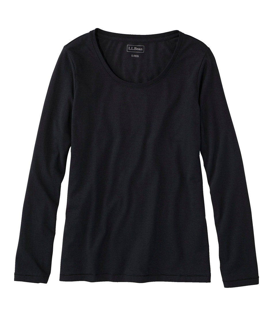 Women's Soft Stretch Supima-Blend Tee, Scoopneck Long-Sleeve | L.L.Bean on sale