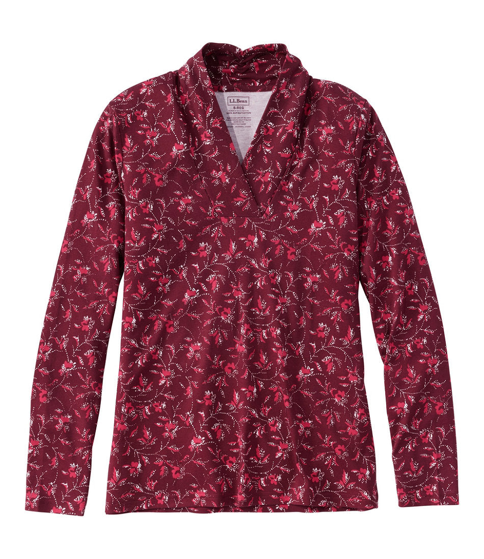 Women's Pima Cotton Tee, Shawl Long-Sleeve Print | L.L.Bean sale