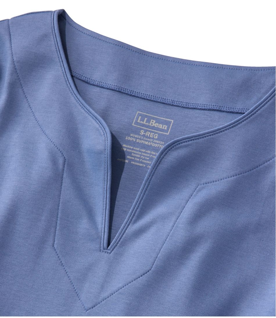 Women's Pima Cotton Tunic, Three-Quarter-Sleeve Splitneck | L.L.Bean discount