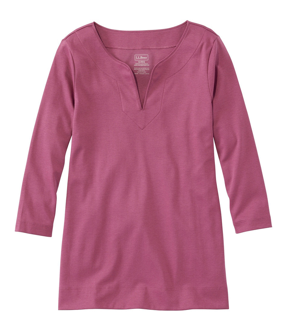 Women's Pima Cotton Tunic, Three-Quarter-Sleeve Splitneck | L.L.Bean discount
