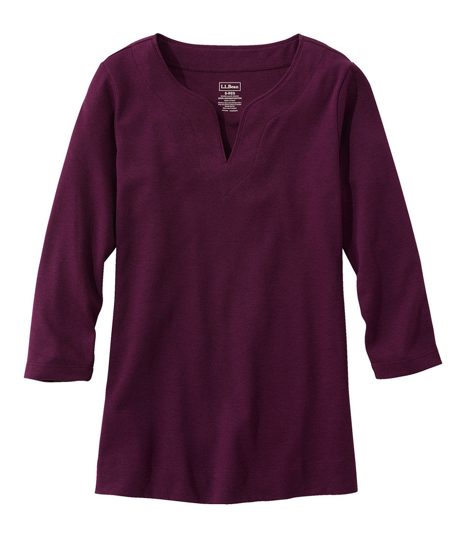 Women's Pima Cotton Tunic, Three-Quarter-Sleeve Splitneck | L.L.Bean discount