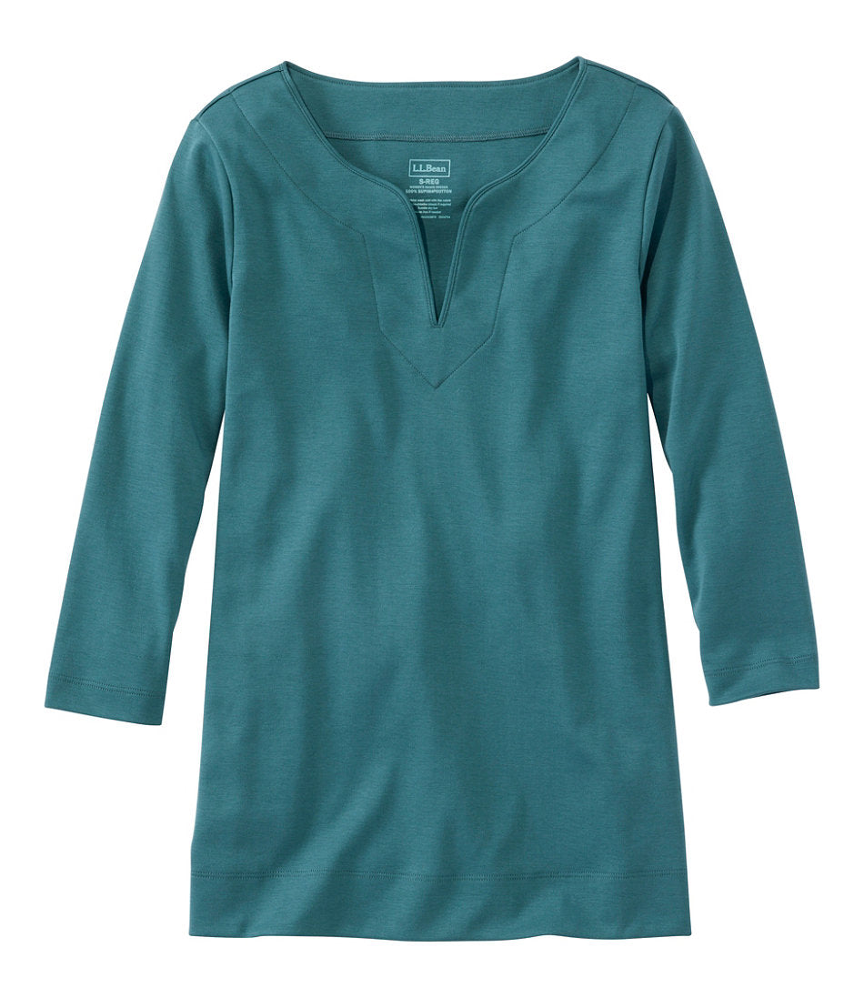 Women's Pima Cotton Tunic, Three-Quarter-Sleeve Splitneck | L.L.Bean discount