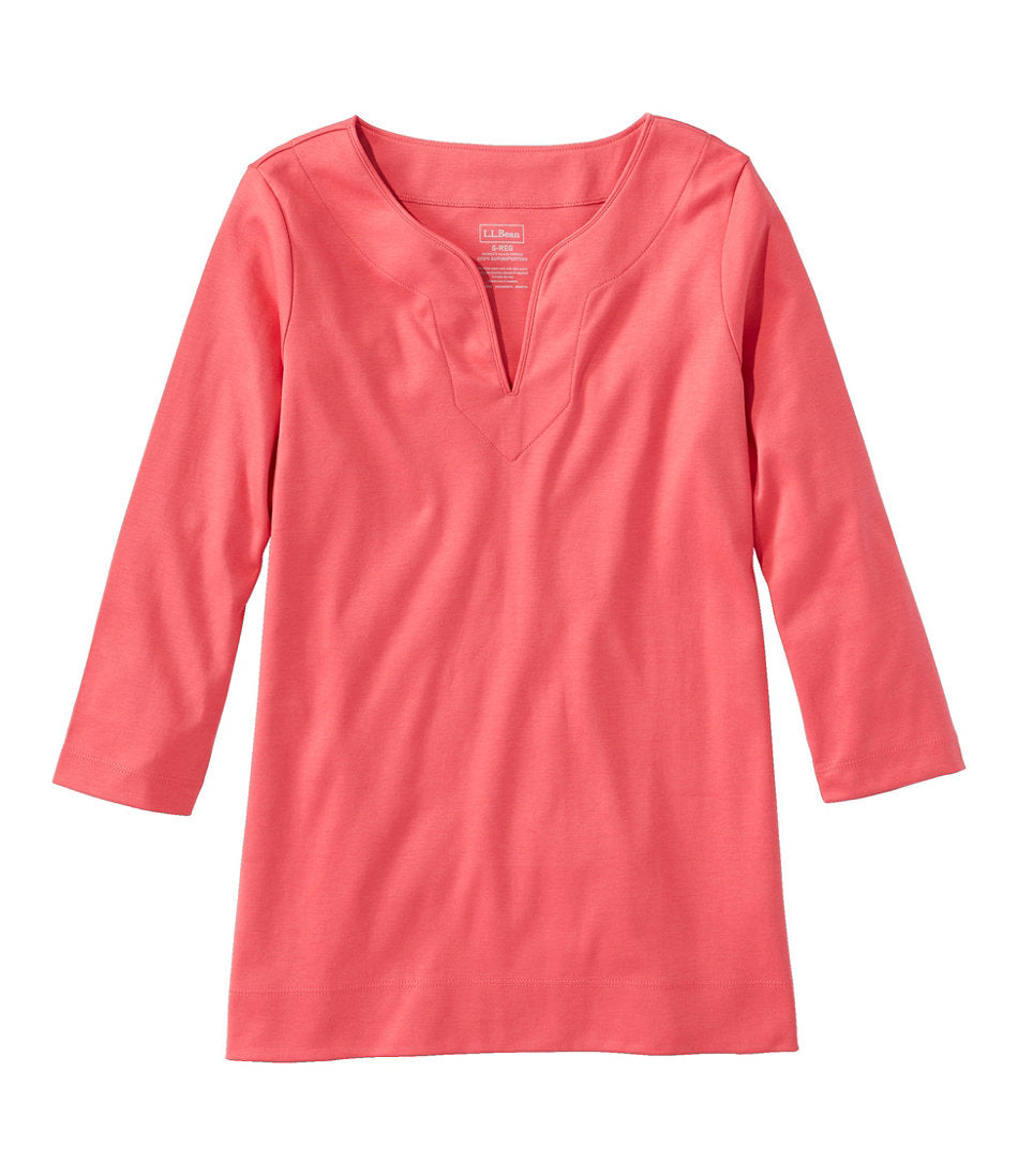 Women's Pima Cotton Tunic, Three-Quarter-Sleeve Splitneck | L.L.Bean discount