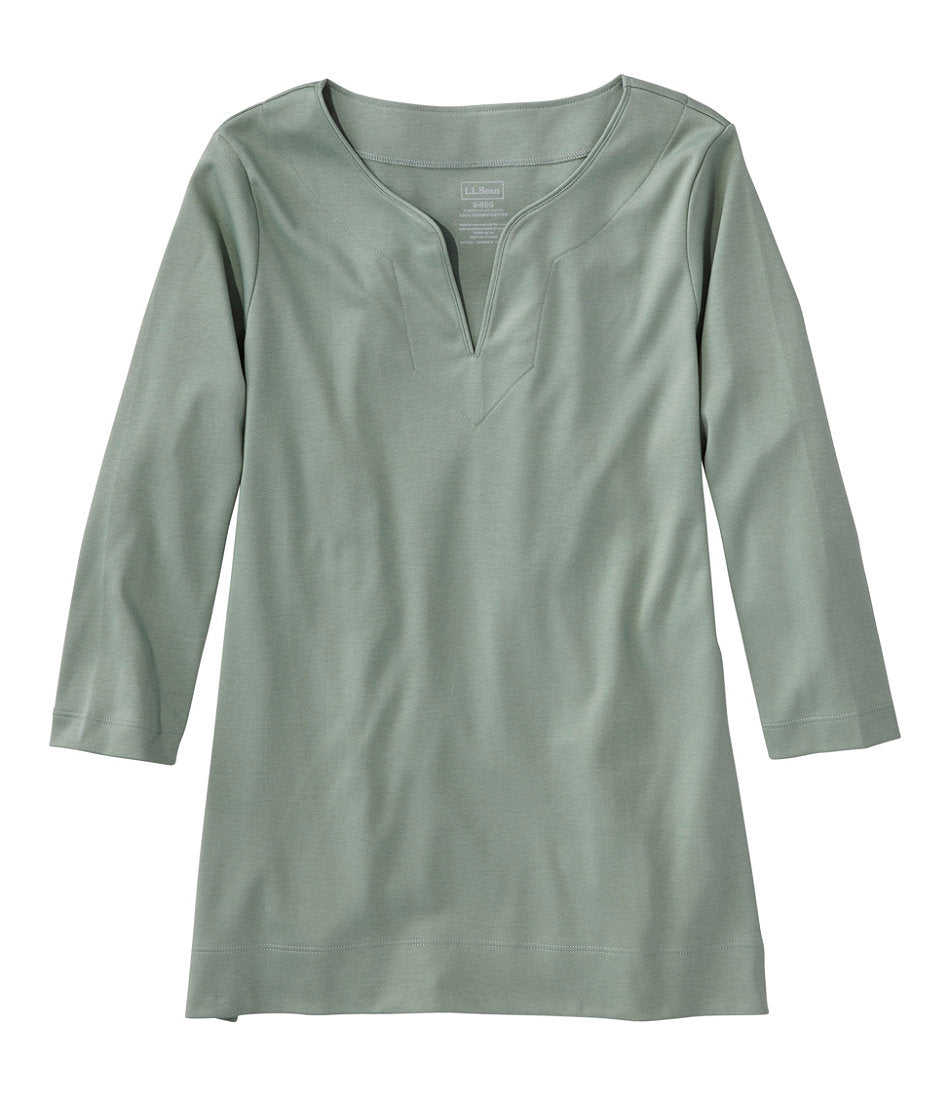 Women's Pima Cotton Tunic, Three-Quarter-Sleeve Splitneck | L.L.Bean discount