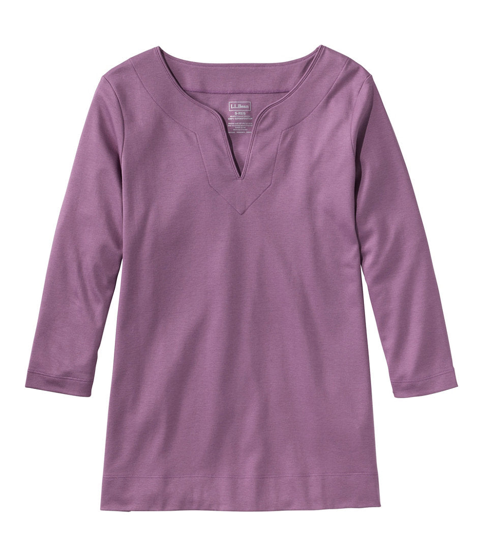 Women's Pima Cotton Tunic, Three-Quarter-Sleeve Splitneck | L.L.Bean discount