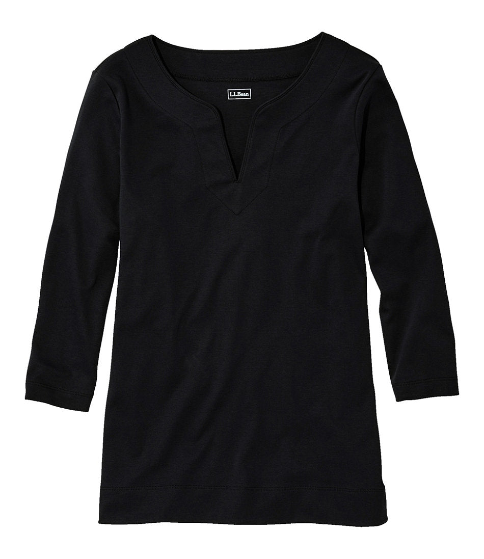 Women's Pima Cotton Tunic, Three-Quarter-Sleeve Splitneck | L.L.Bean discount
