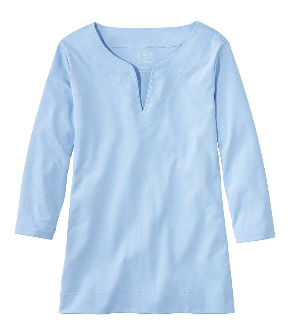 Women's Pima Cotton Tunic, Three-Quarter-Sleeve Splitneck | L.L.Bean discount