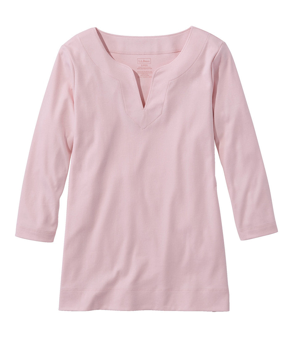 Women's Pima Cotton Tunic, Three-Quarter-Sleeve Splitneck | L.L.Bean discount