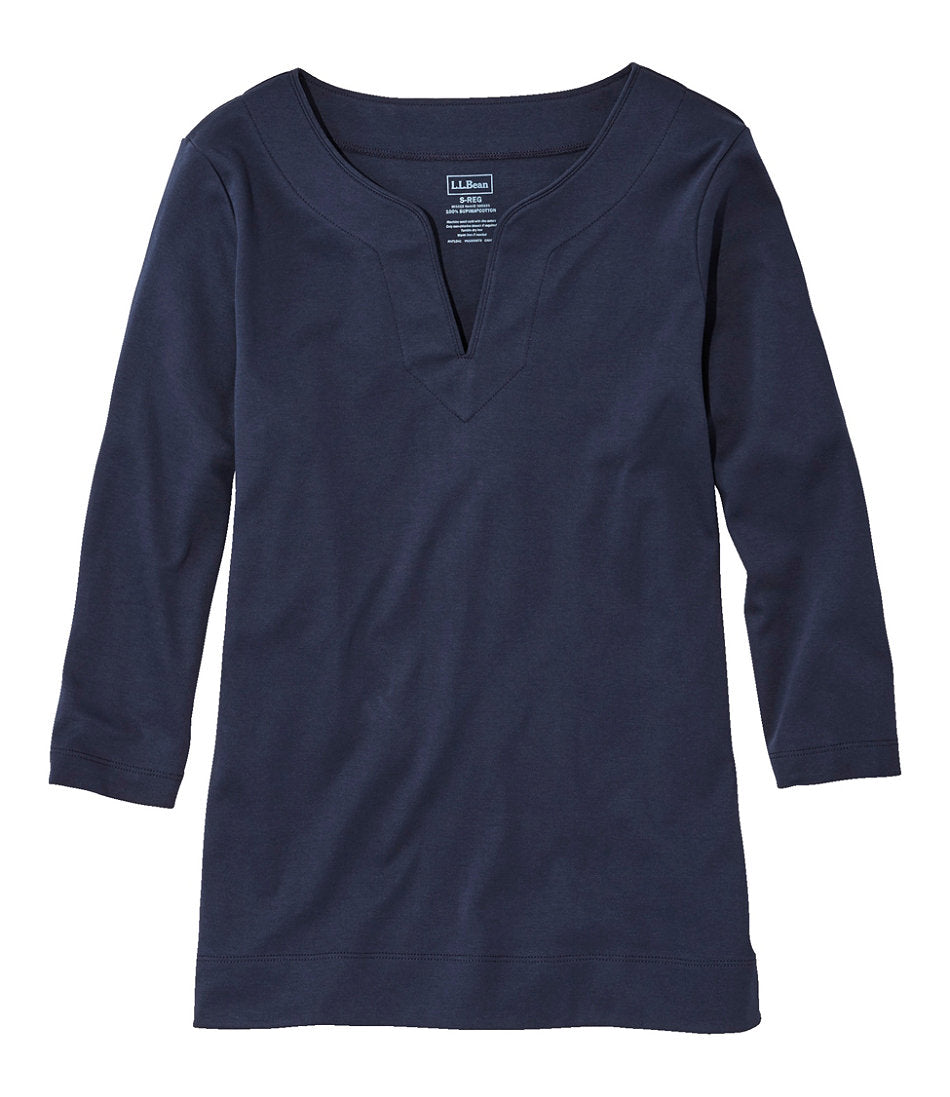 Women's Pima Cotton Tunic, Three-Quarter-Sleeve Splitneck | L.L.Bean discount