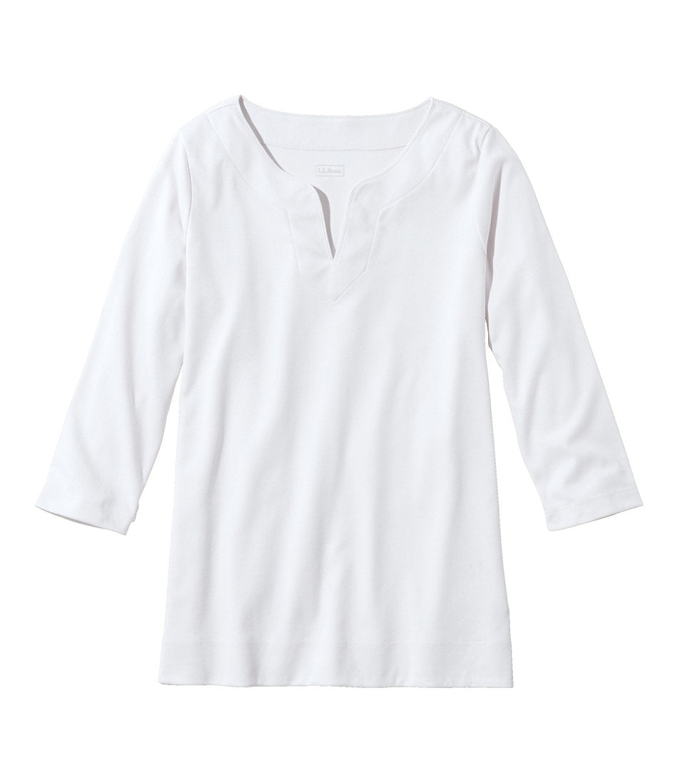 Women's Pima Cotton Tunic, Three-Quarter-Sleeve Splitneck | L.L.Bean discount