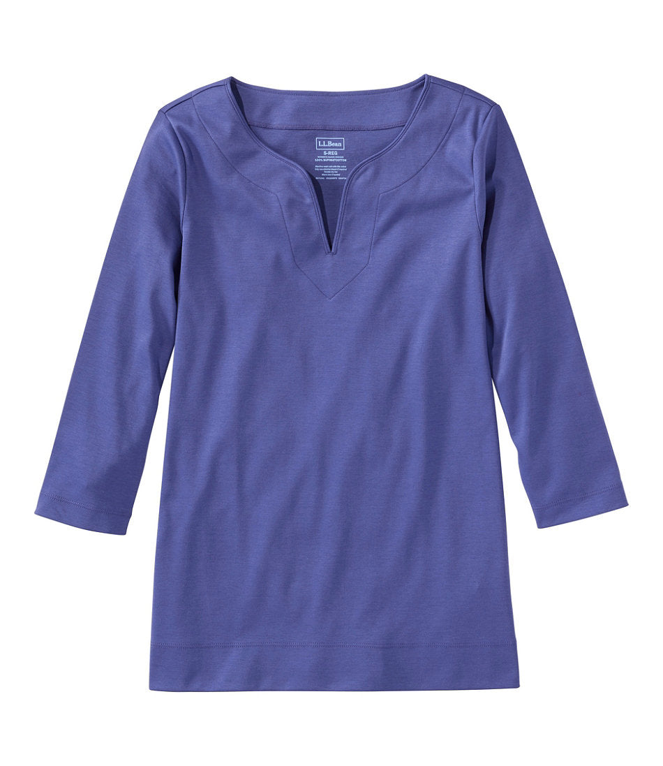 Women's Pima Cotton Tunic, Three-Quarter-Sleeve Splitneck | L.L.Bean discount