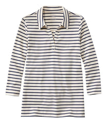 Women's Pima Cotton Tee, Three-Quarter-Sleeve Polo Stripe | L.L.Bean outlet