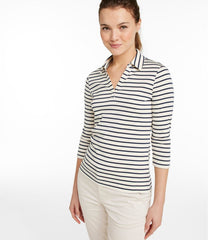 Women's Pima Cotton Tee, Three-Quarter-Sleeve Polo Stripe | L.L.Bean outlet