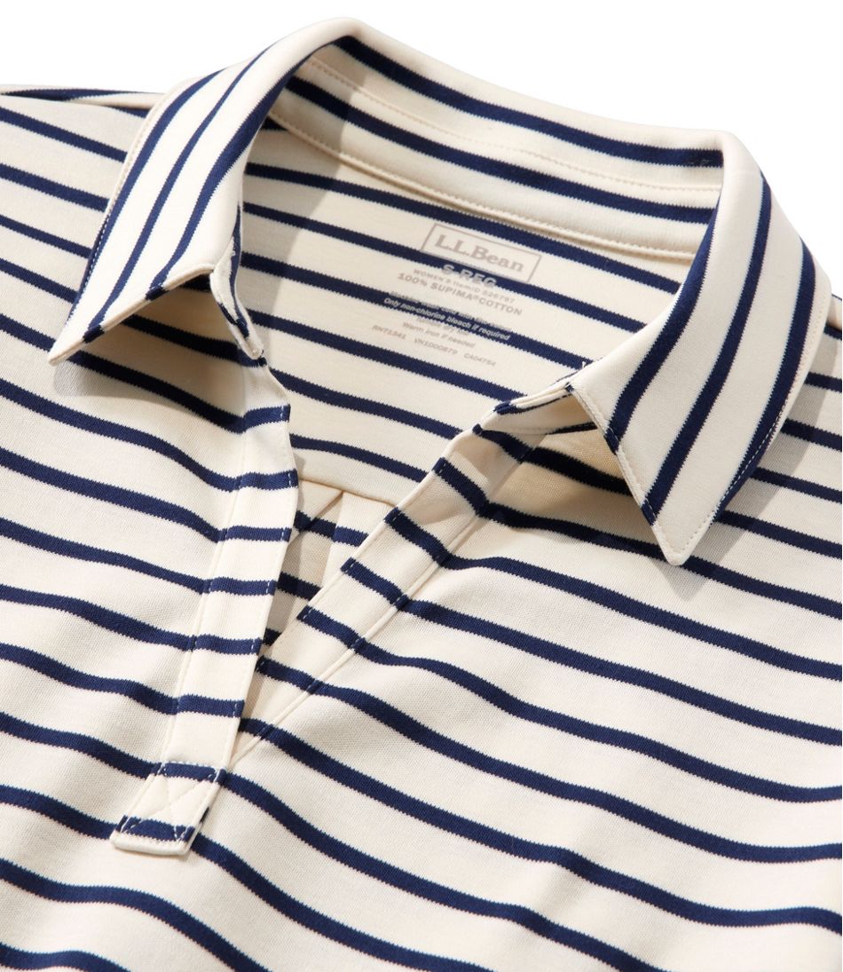 Women's Pima Cotton Tee, Three-Quarter-Sleeve Polo Stripe | L.L.Bean outlet