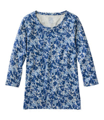 Women's Pima Cotton Shaped Jewelneck Tee, Three-Quarter-Sleeve Print | L.L.Bean for sale
