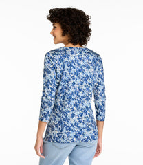 Women's Pima Cotton Shaped Jewelneck Tee, Three-Quarter-Sleeve Print | L.L.Bean for sale