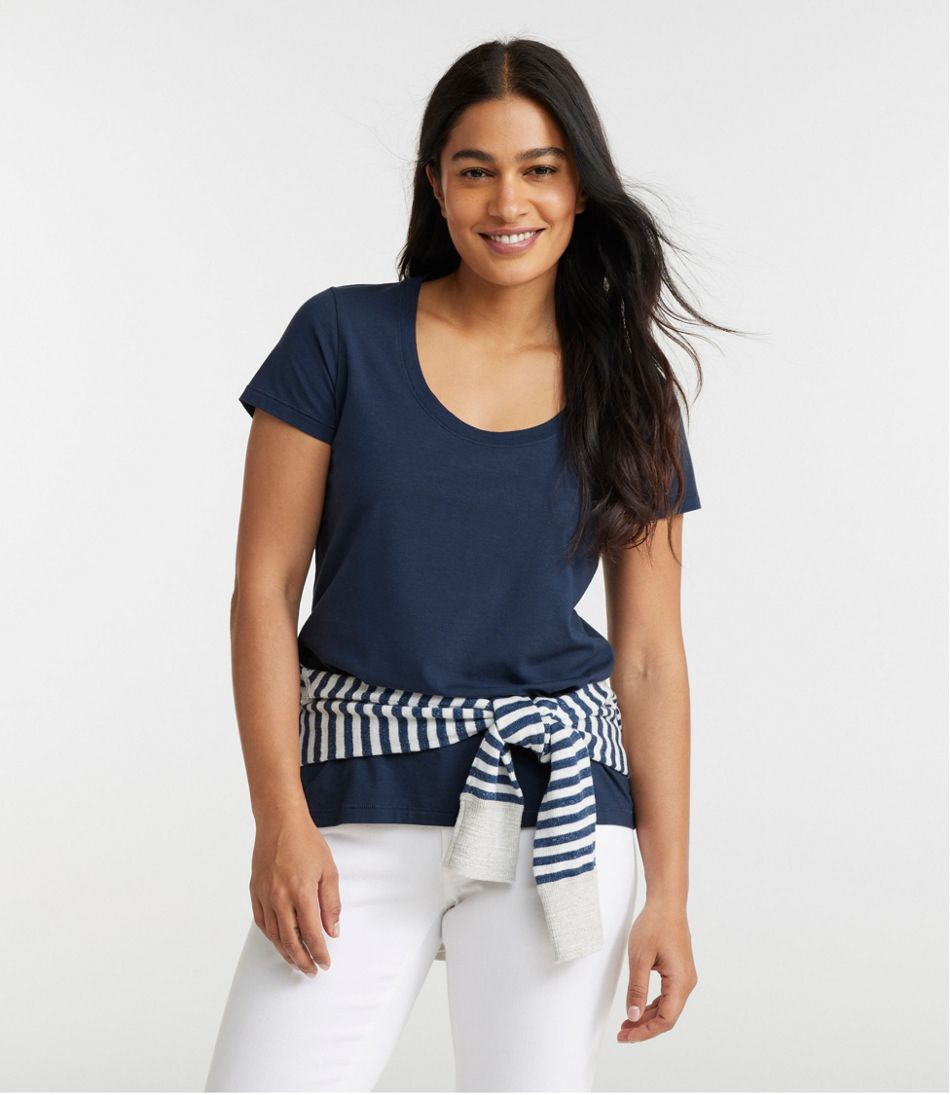 Women's Soft Stretch Supima-Blend Tee, Scoopneck Short-Sleeve | L.L.Bean on sale