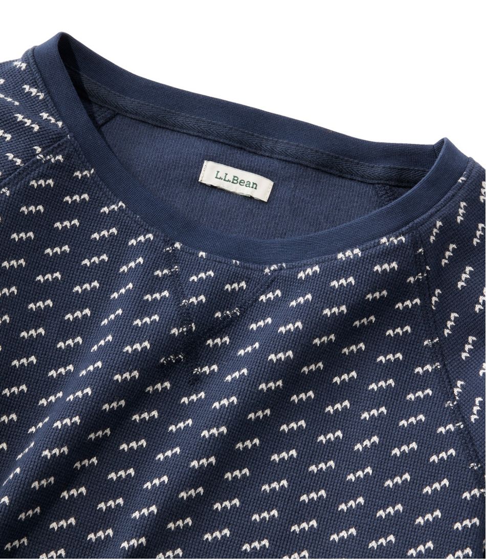 Women's Unshrinkable Mini-Waffle Tee, Long-Sleeve Crewneck Stripe | L.L.Bean outlet