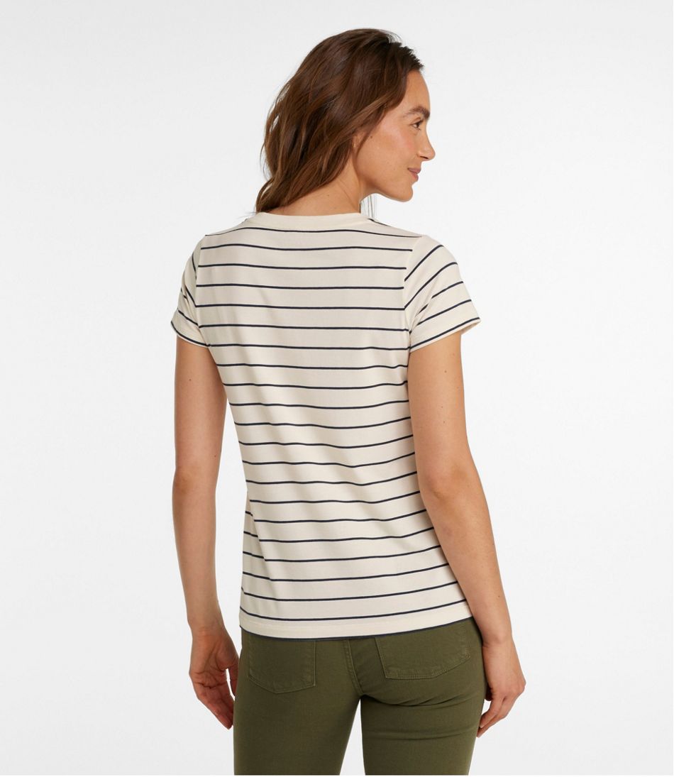 Women's Soft Stretch Supima-Blend Tee, Scoopneck Short-Sleeve Stripe | L.L.Bean online