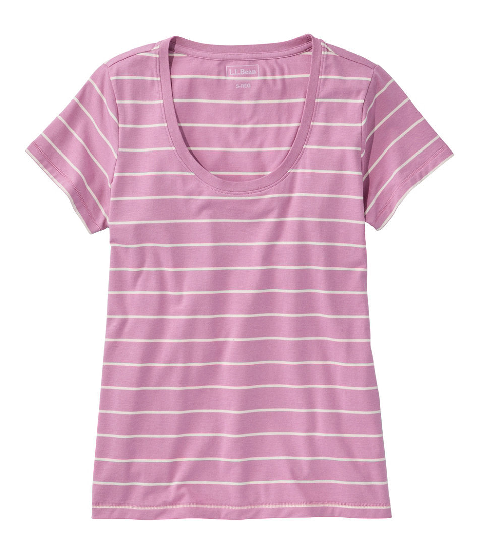 Women's Soft Stretch Supima-Blend Tee, Scoopneck Short-Sleeve Stripe | L.L.Bean online