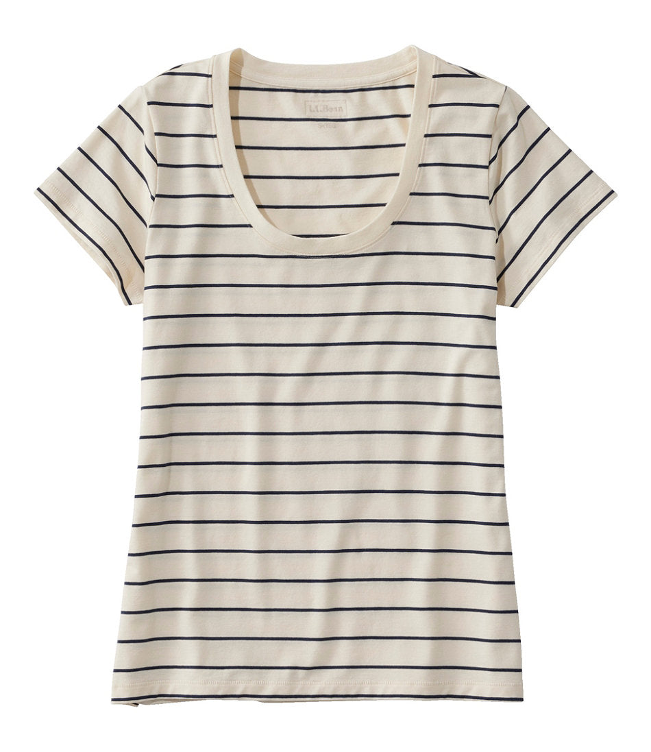Women's Soft Stretch Supima-Blend Tee, Scoopneck Short-Sleeve Stripe | L.L.Bean online